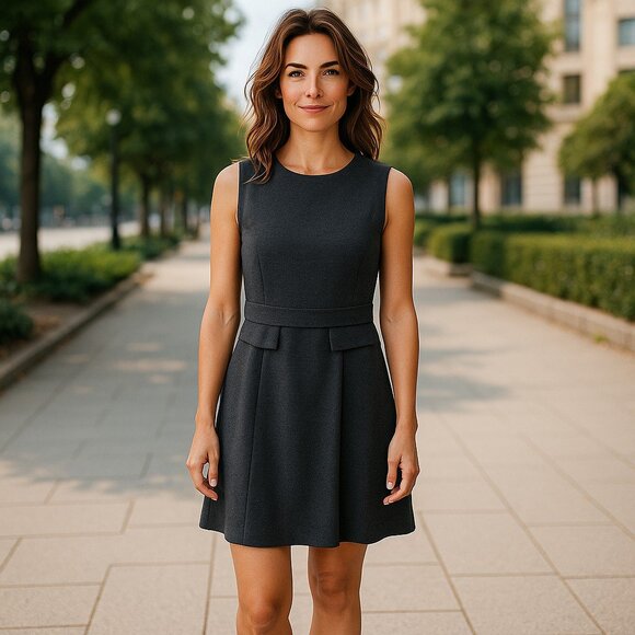 Marc by Marc Jacobs Gray Wool/Cotton Blend Plum Kitten Melange Dress Size M - Picture 2 of 11